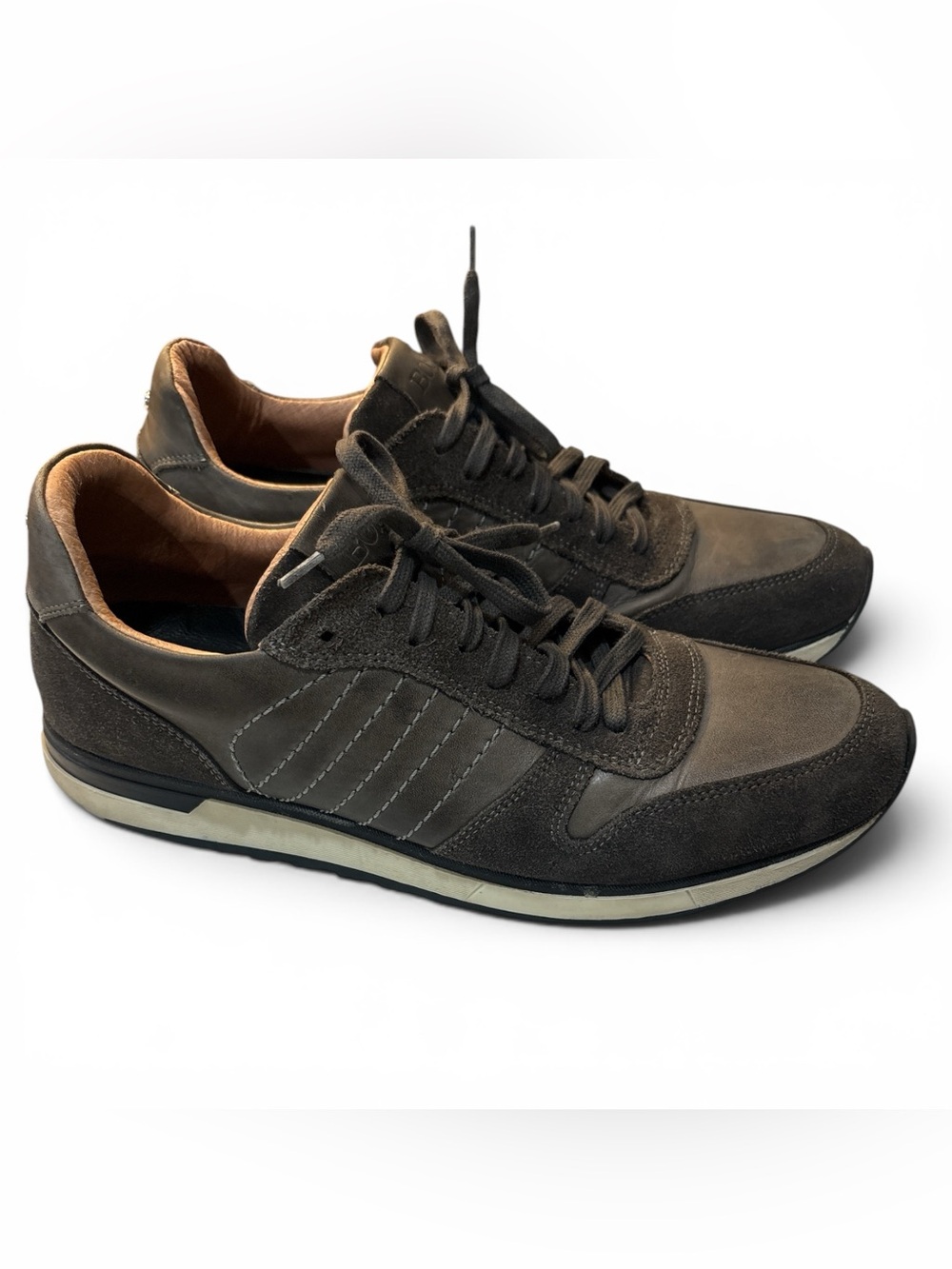 BOSI Men's Casual Leather & Suede Sneakers — Brown Sz: 40 EURO - 8 US